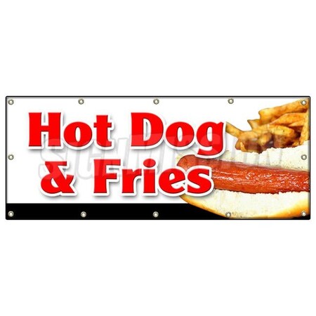 Signmission HOT DOG & FRIES COMBO BANNER SIGN all beef french franks meal deal B-120 Hot Dogs & Fries Combo
